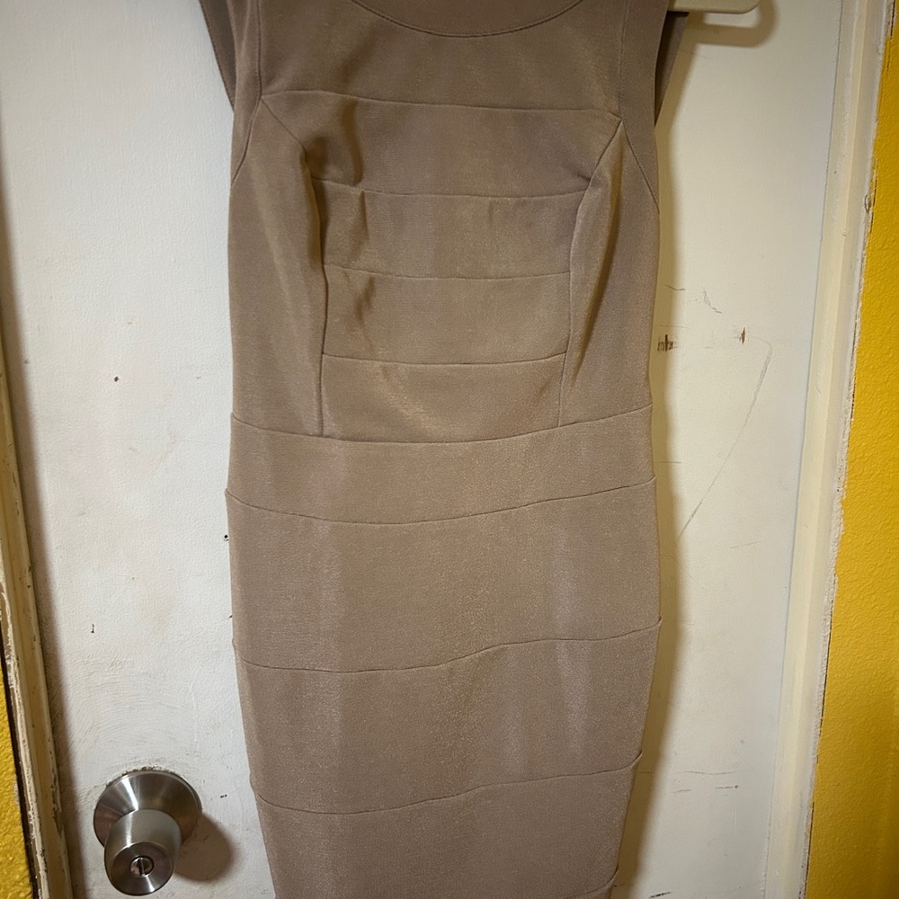 Ark & Co Tan Sleeveless Sheath Dress for Cocktail